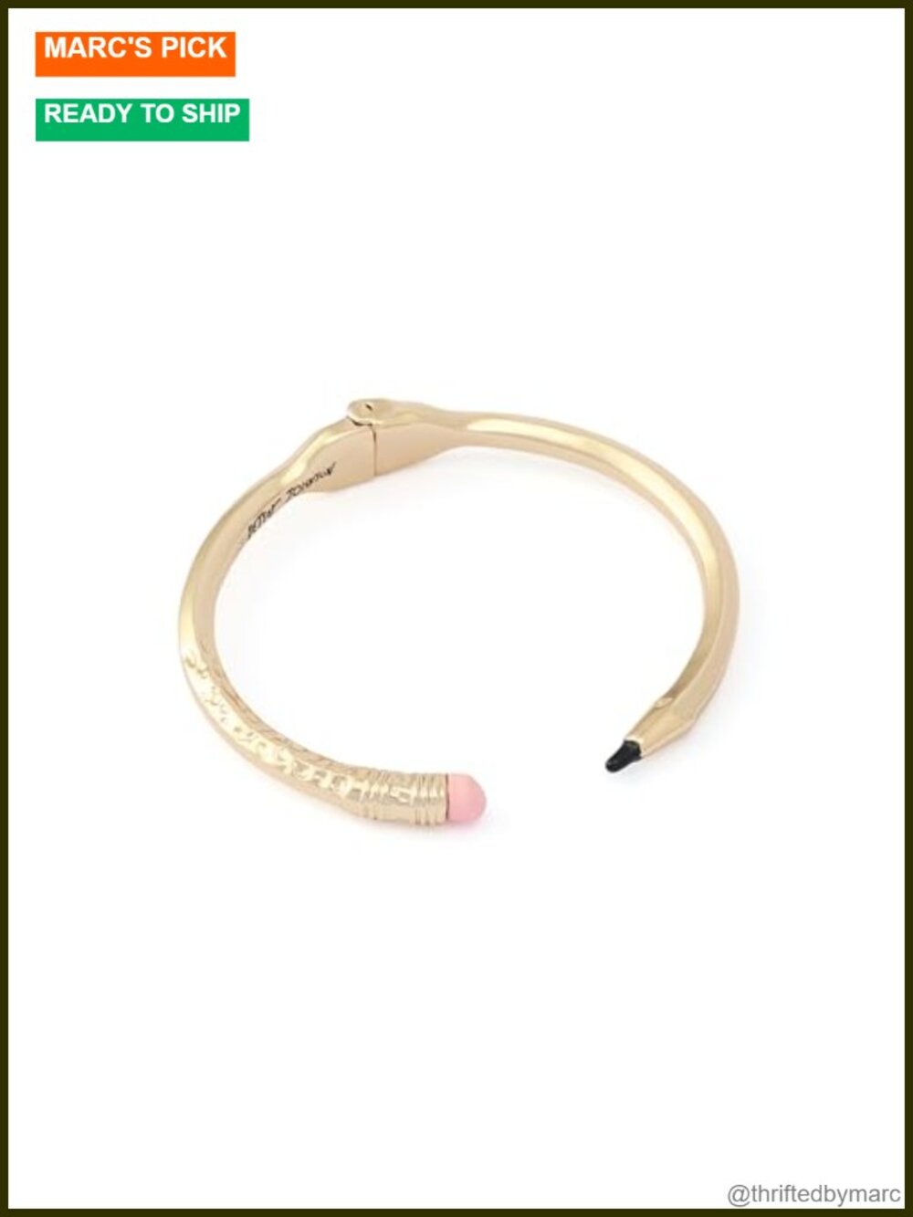 Betsey Johnson Best In Class Chewed Pencil Bangle Bracelet